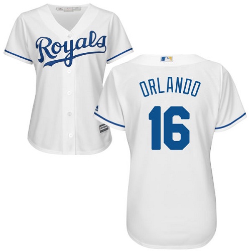 Royals #16 Paulo Orlando White Home Women's Stitched MLB Jersey